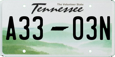 TN license plate A3303N