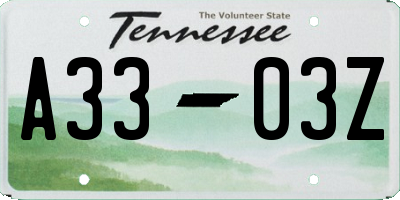 TN license plate A3303Z