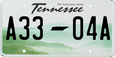 TN license plate A3304A