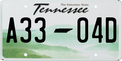 TN license plate A3304D