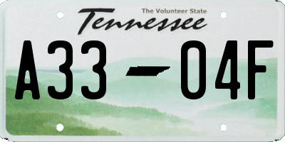TN license plate A3304F