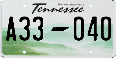 TN license plate A3304O