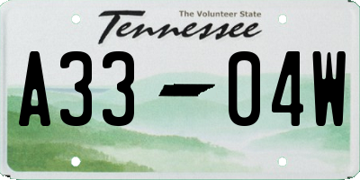 TN license plate A3304W