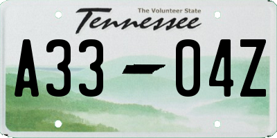 TN license plate A3304Z