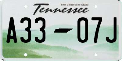TN license plate A3307J