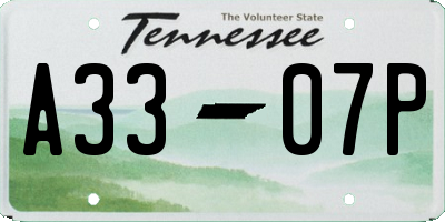TN license plate A3307P
