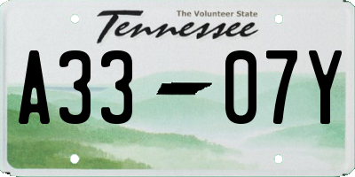 TN license plate A3307Y