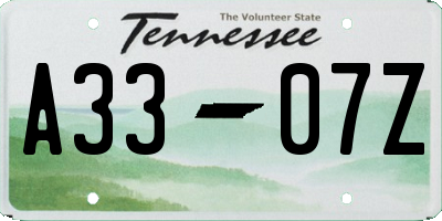 TN license plate A3307Z