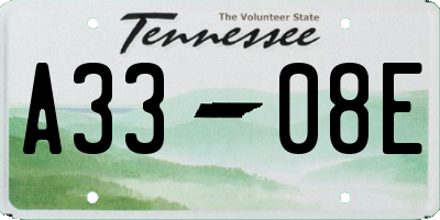 TN license plate A3308E
