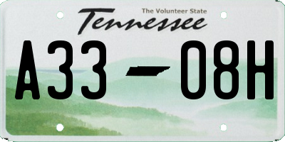 TN license plate A3308H