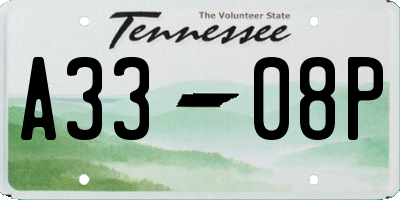 TN license plate A3308P