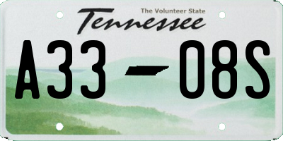 TN license plate A3308S