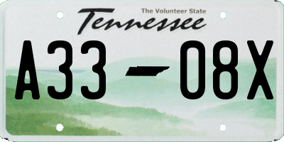 TN license plate A3308X