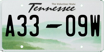 TN license plate A3309W