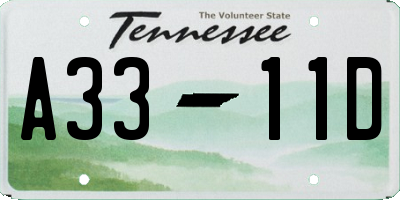 TN license plate A3311D