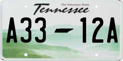 TN license plate A3312A