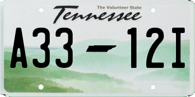 TN license plate A3312I