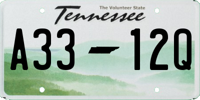TN license plate A3312Q