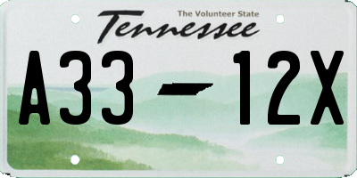 TN license plate A3312X