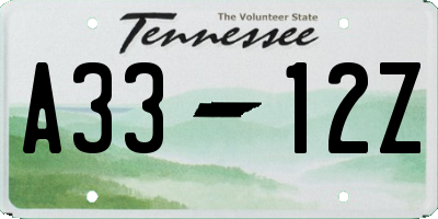 TN license plate A3312Z