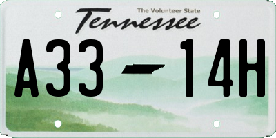 TN license plate A3314H