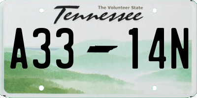 TN license plate A3314N