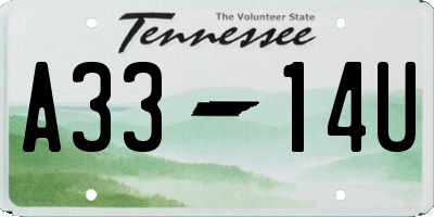TN license plate A3314U