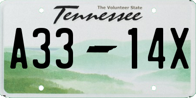 TN license plate A3314X