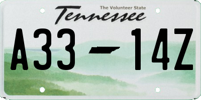 TN license plate A3314Z