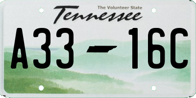 TN license plate A3316C