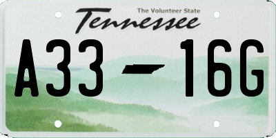 TN license plate A3316G
