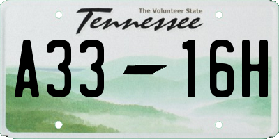 TN license plate A3316H