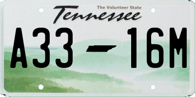 TN license plate A3316M