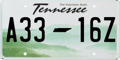 TN license plate A3316Z