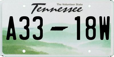 TN license plate A3318W