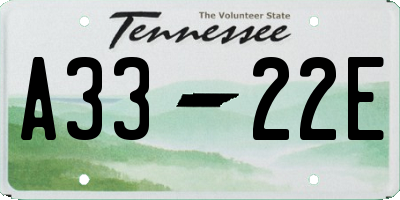 TN license plate A3322E