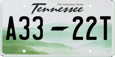 TN license plate A3322T