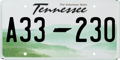TN license plate A3323O