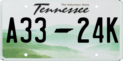 TN license plate A3324K