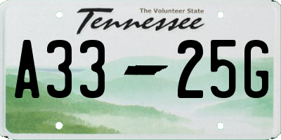 TN license plate A3325G