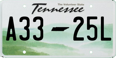 TN license plate A3325L