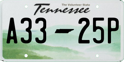 TN license plate A3325P