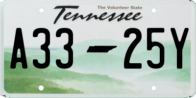 TN license plate A3325Y