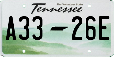 TN license plate A3326E