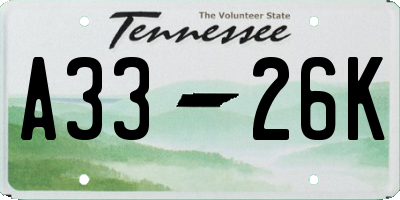 TN license plate A3326K