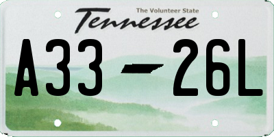 TN license plate A3326L