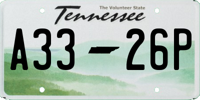 TN license plate A3326P