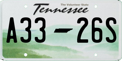 TN license plate A3326S