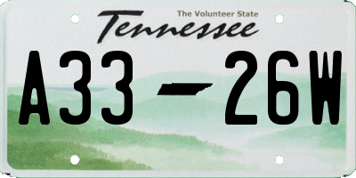TN license plate A3326W