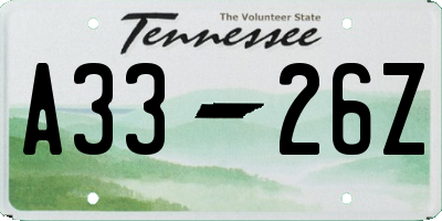 TN license plate A3326Z